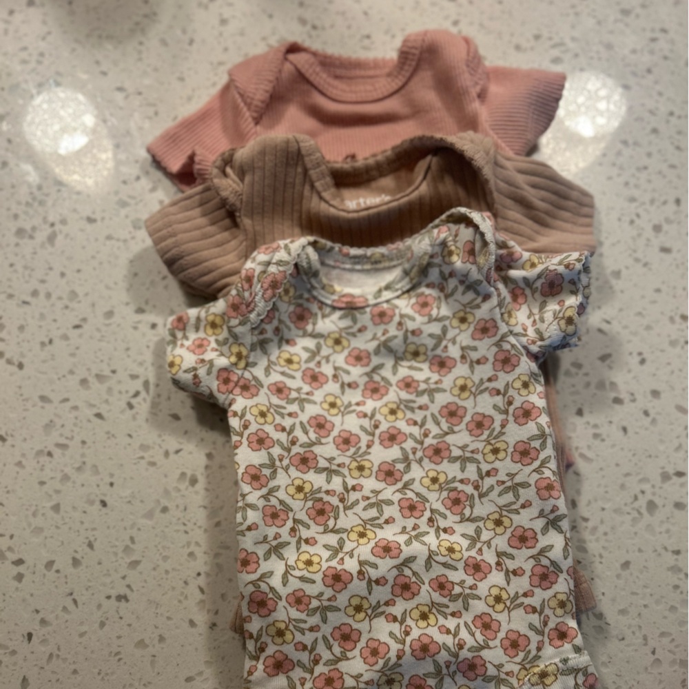 Carter's Pink, Brown, and Floral Bodysuits